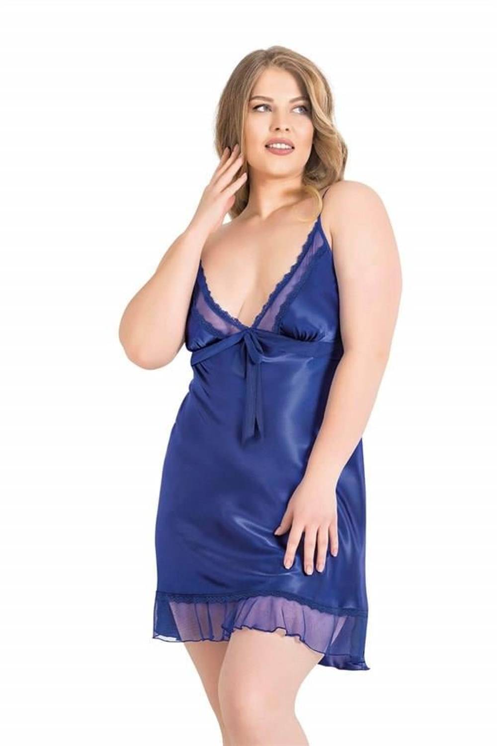 Markano Plus Size Saks Short Satin Nightgown