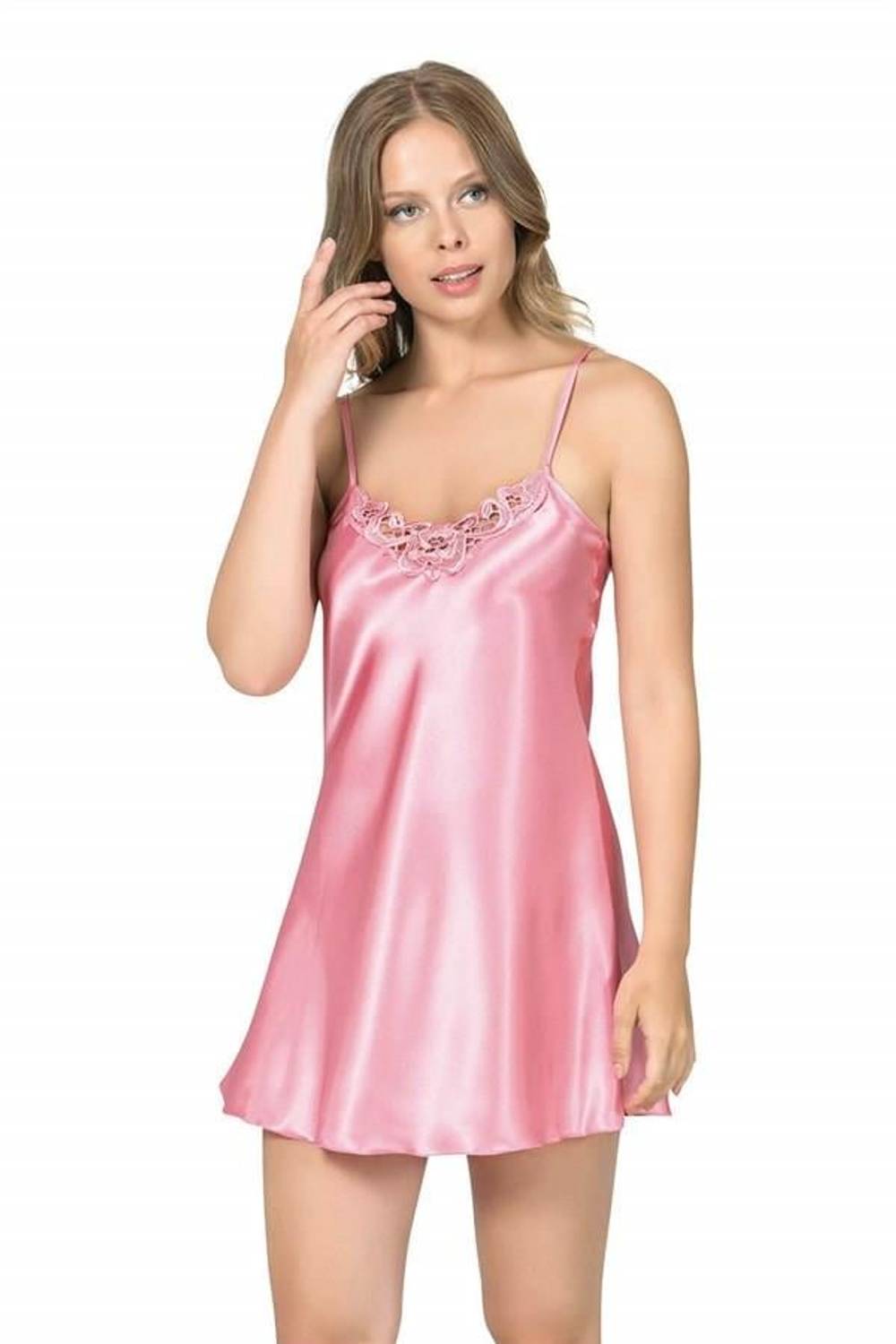 Markano Dark Pink Short Satin Nightgown