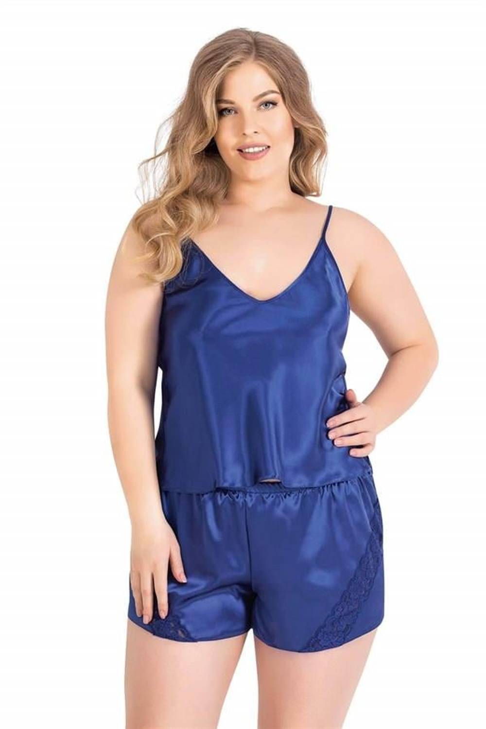Markano Large Size Saks Satin Babydoll Shorts Set