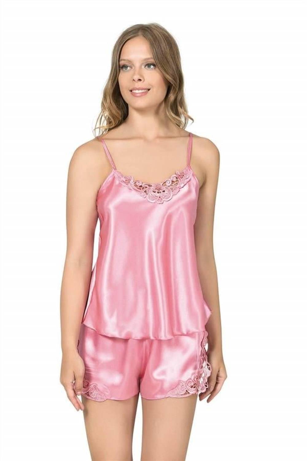 طقم شورت بيبي دول ساتان وردي غامق من ماركانو