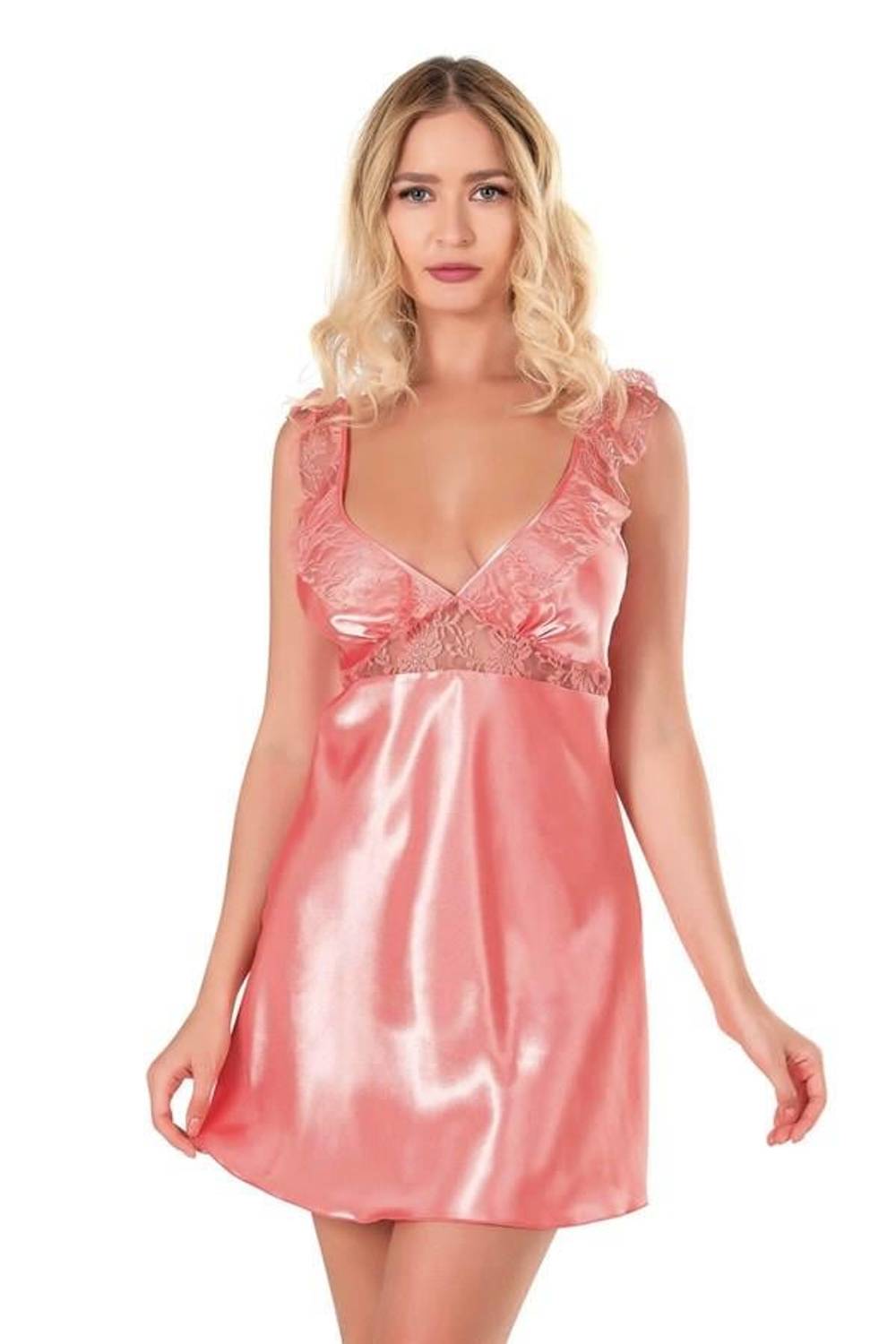 Markano Coral Short Satin Nightgown