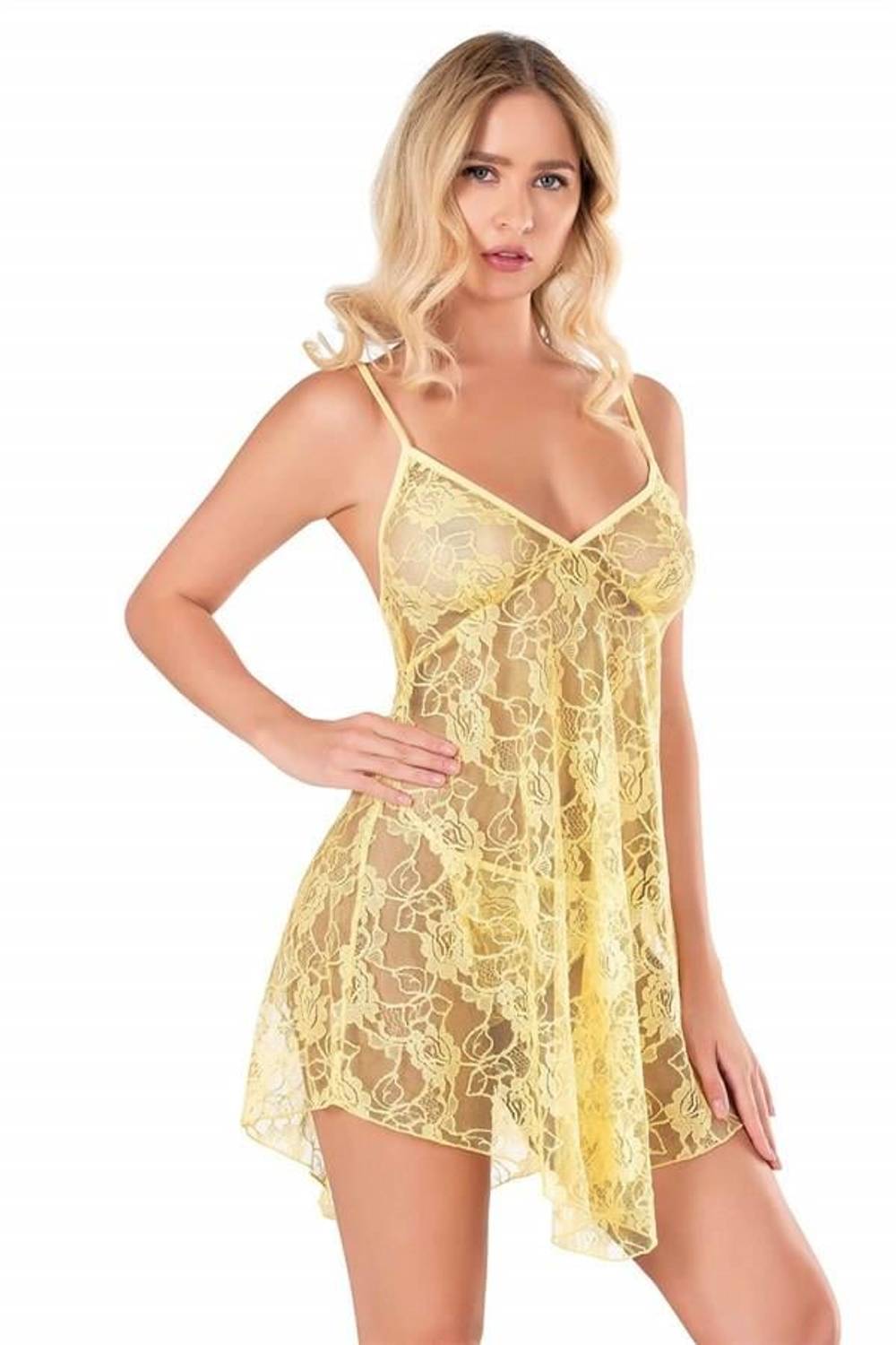 Markano Yellow Short Tulle Nightgown