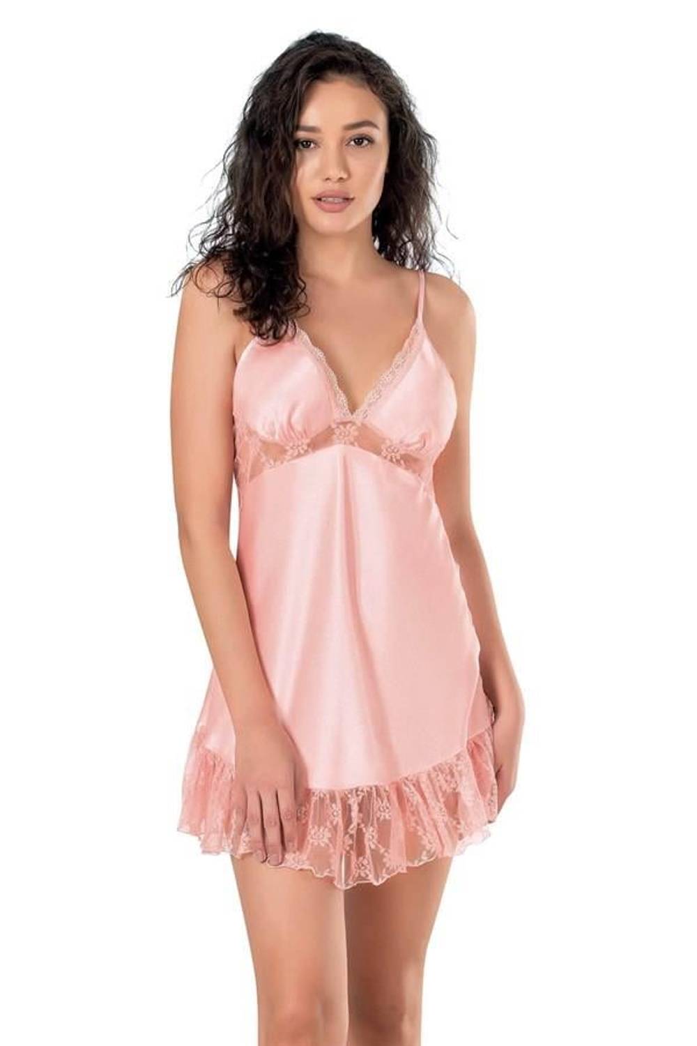 Markano Salmon Short Satin Nightgown