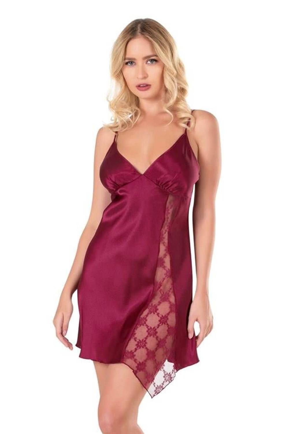 Короткая сатиновая ночнушка Markano бордового цвета, 100% безопасная для здоровья, размер S, уникальный дизайн, не подлежит возврату