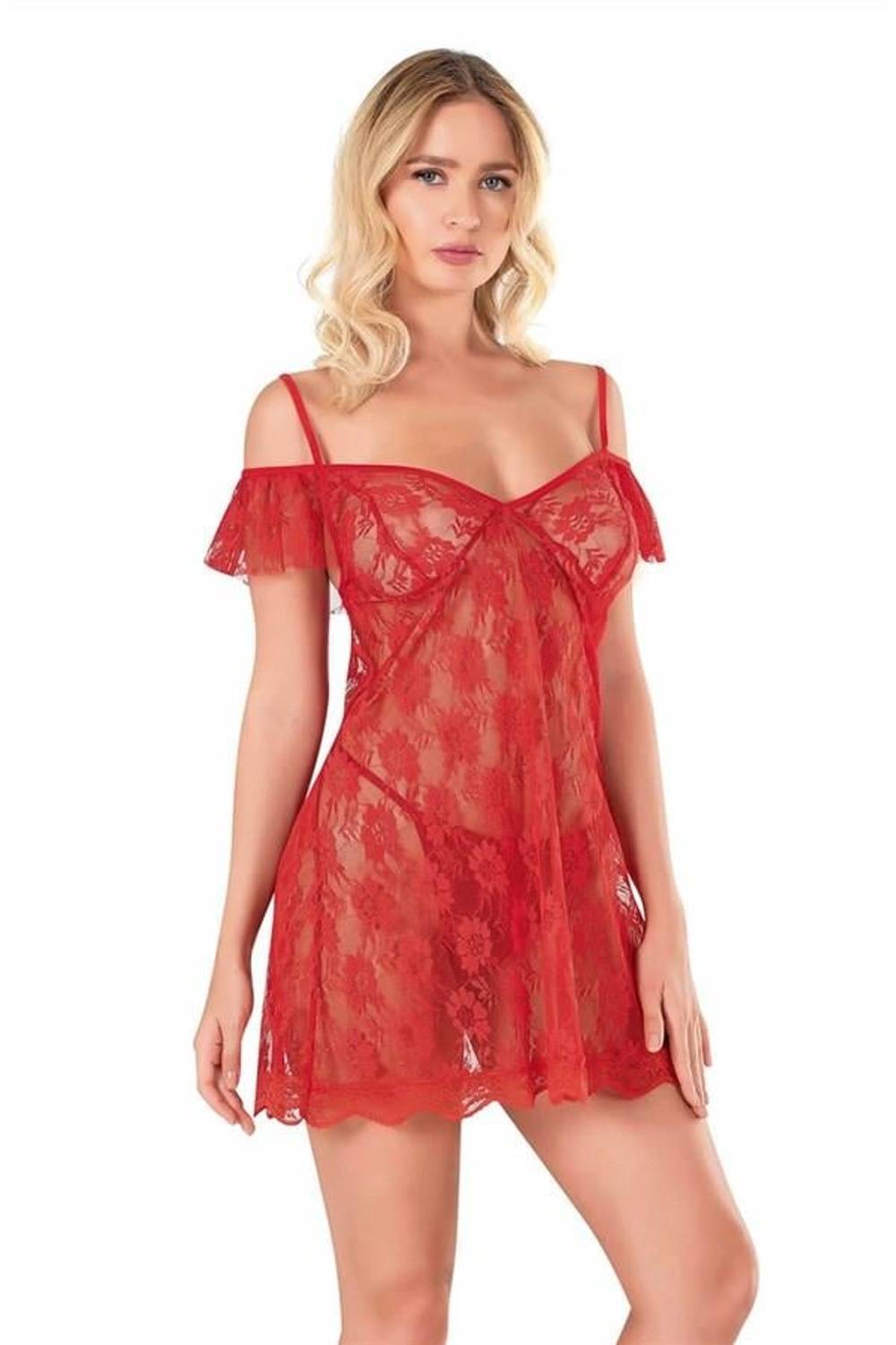 Markano Red Short Tulle Nightgown