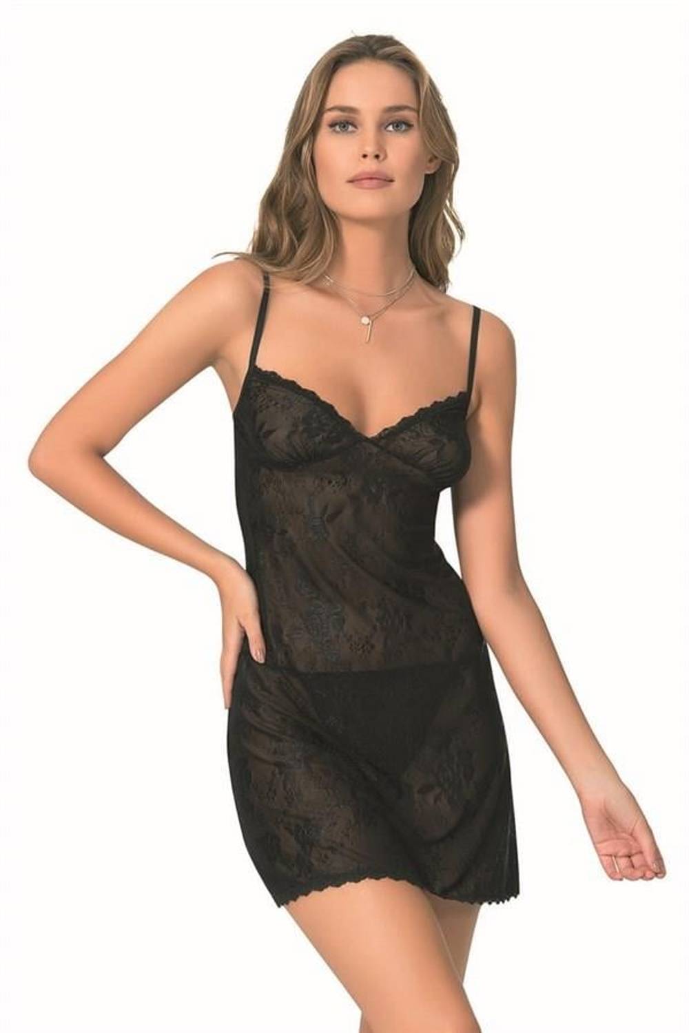 Коротка чорна нічна сорочка Markano з жакардовим візерунком, 100% безпечний матеріал, 2 частини в комплекті, стильний та комфортний вибір для вас