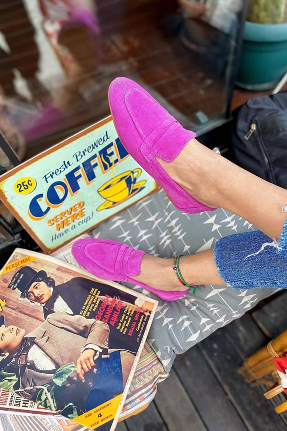 Oslo Fuchsia Leather Women's Flats