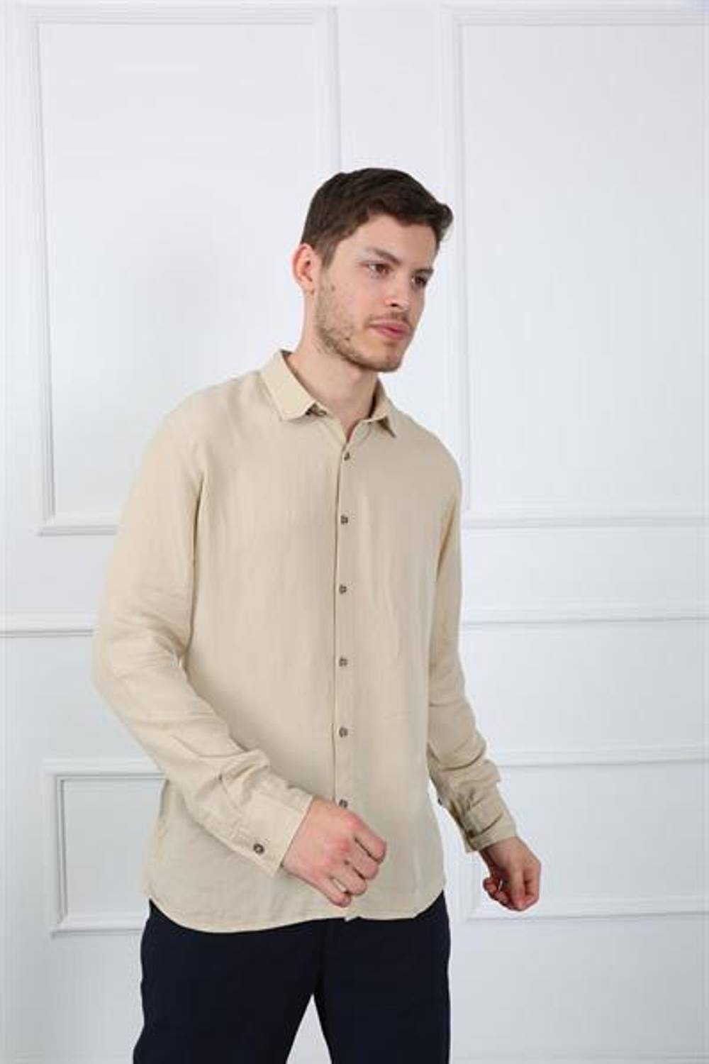 Men's Slim Fit Shirt Eg 1841-01 BEIGE