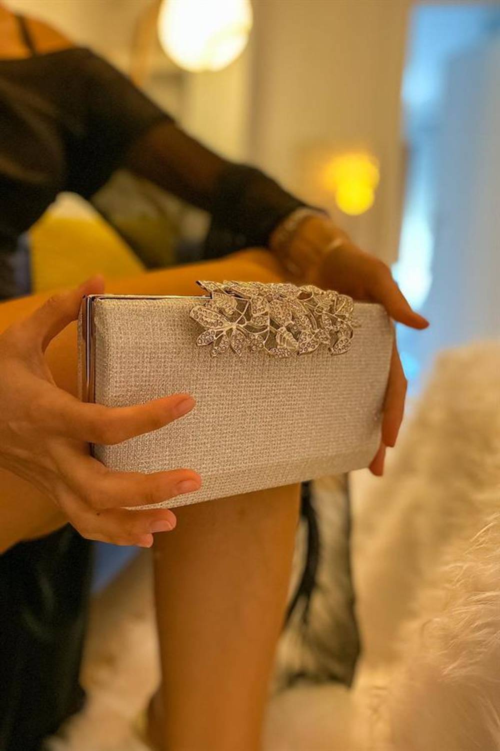 Срібна жіноча сумка з камінням, універсальний розмір