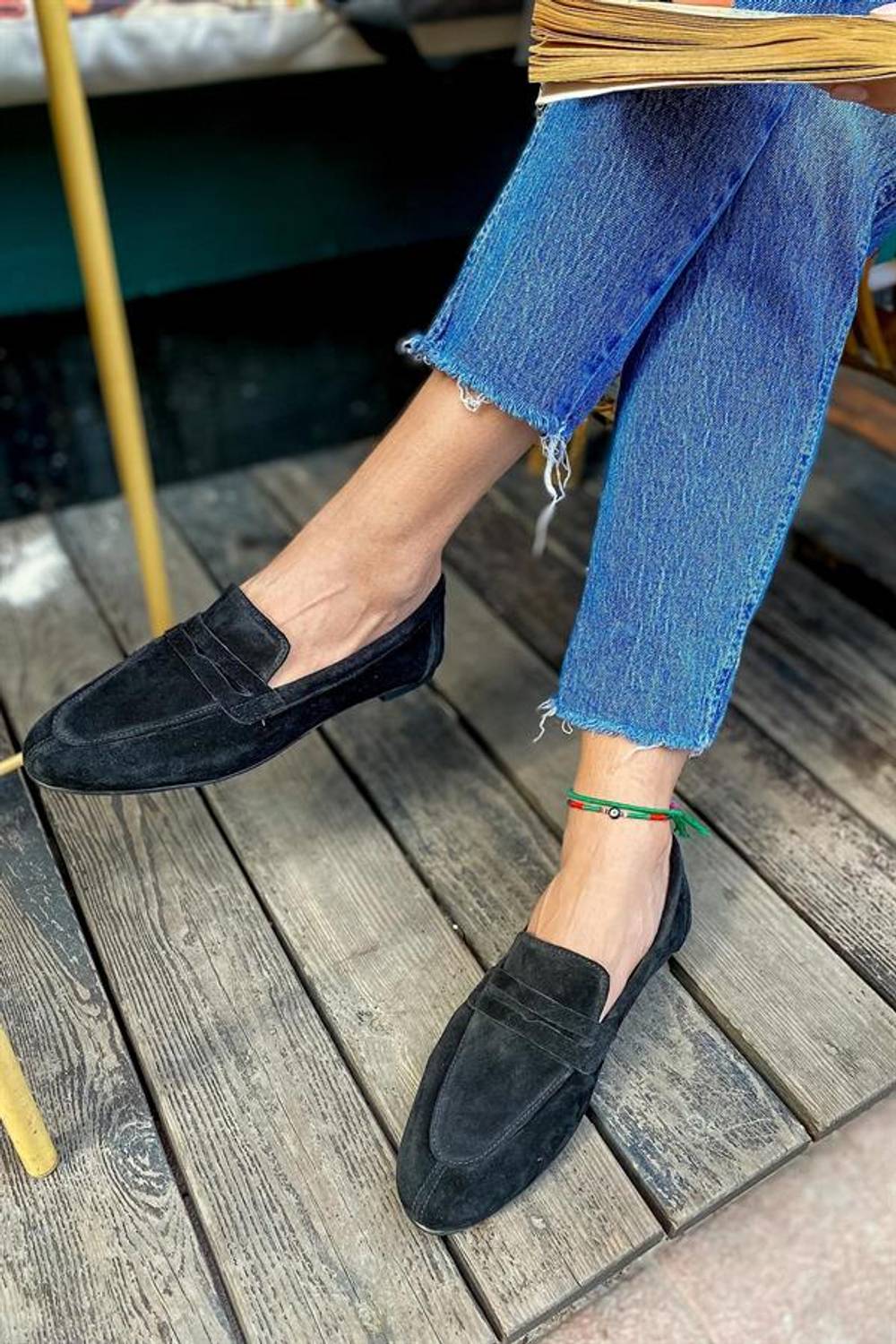 Oslo Black Leather Women's Flats