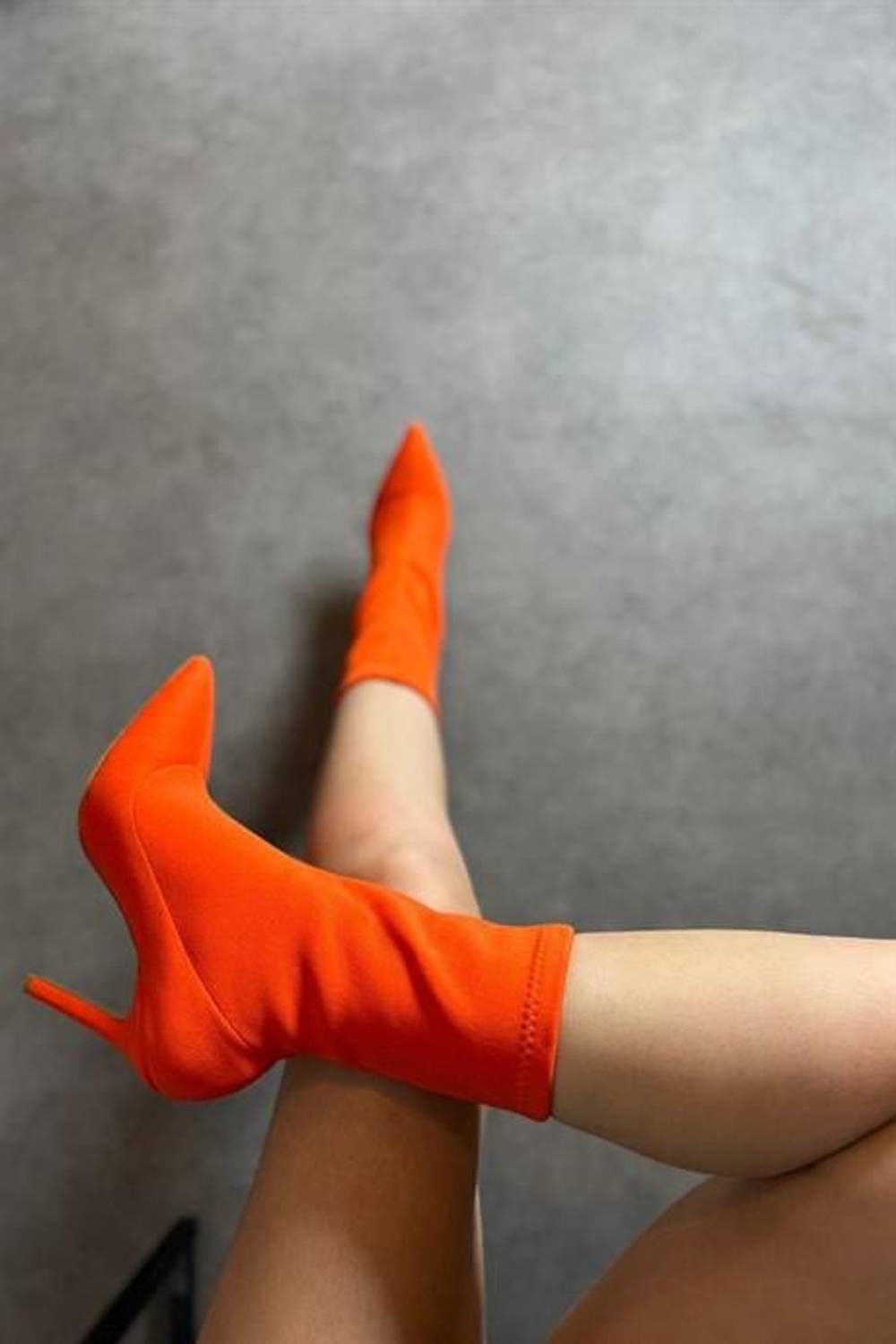 Linna Orange Stretch Women's Heeled Boots