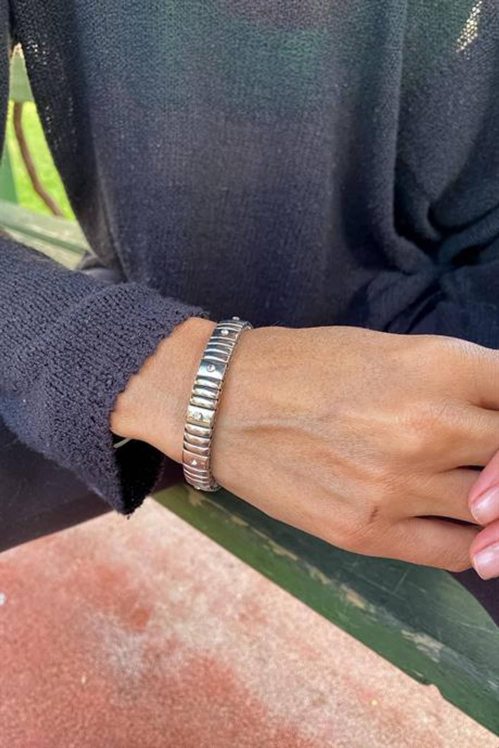 Zoo Double Silver Detailed Steel Bracelet