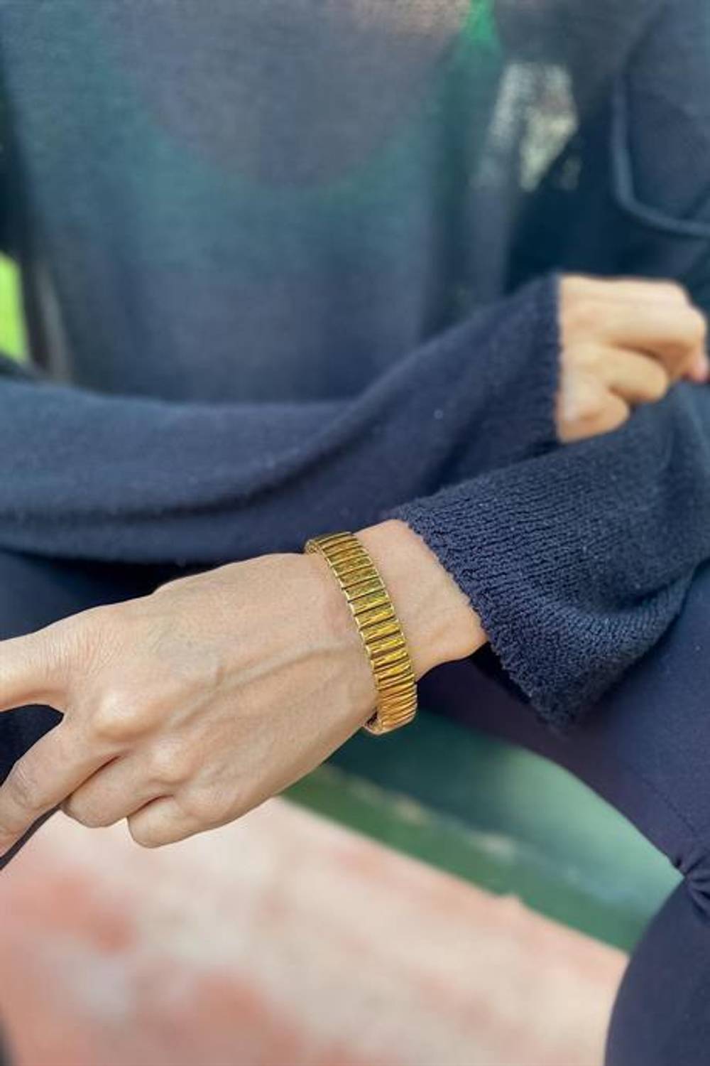 Zoo Double Gold Detailed Steel Bracelet