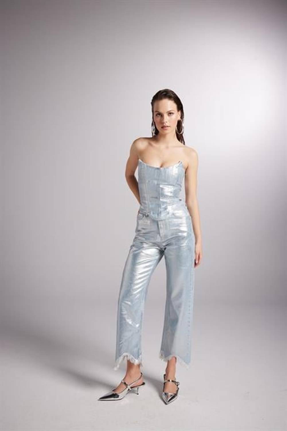 Glossy Jean Trousers Blue