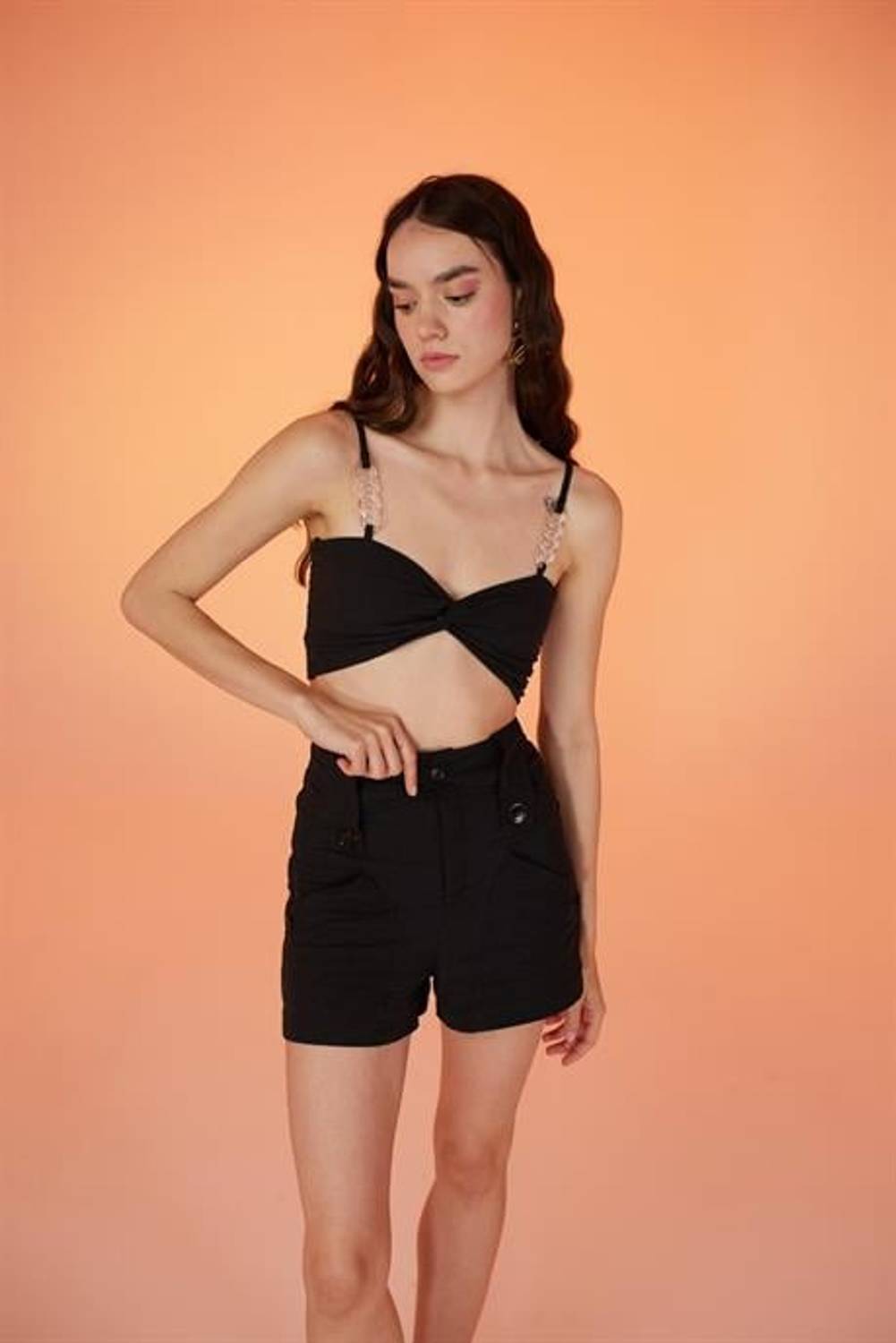 Rise Chain Blouse Black