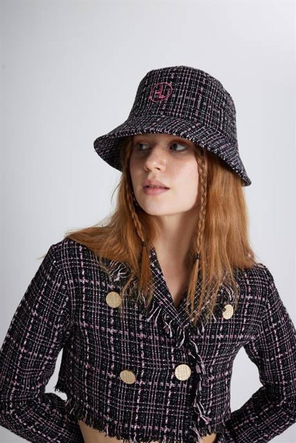 Tweed Bucket Şapka Siyah