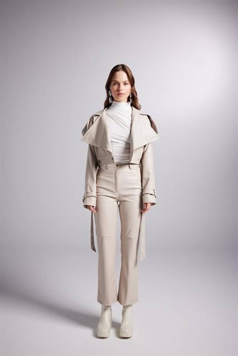 Lucy Leather Trousers Beige