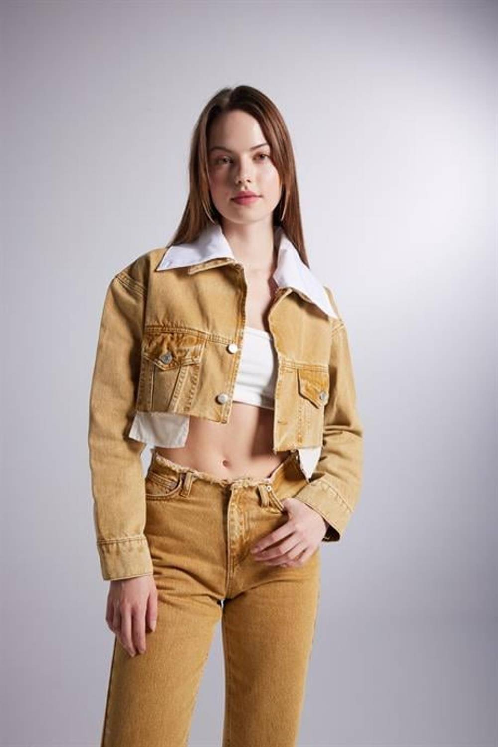 Rusted Jean Ceket Camel