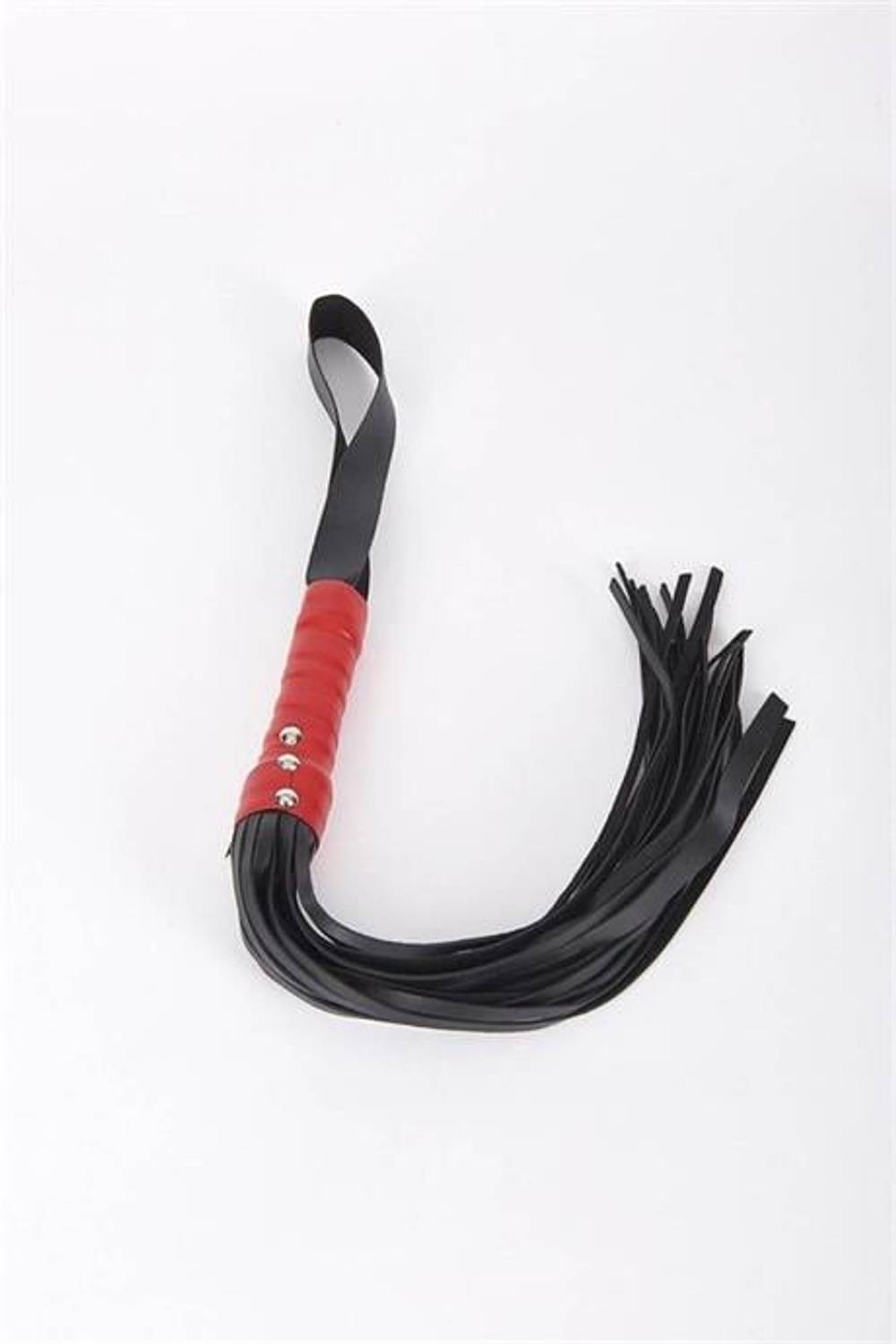 Markano Deri Kadın Siyah Kırmızı Kırbaç 