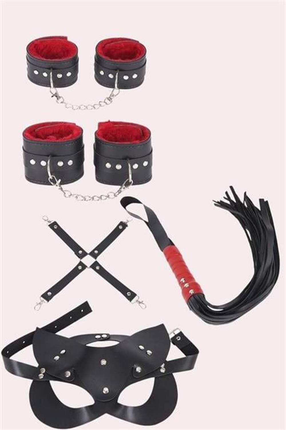 Markano 4 Lü Kol Bacak Kırbaç Maske Orta Tutturucu Deri Set 