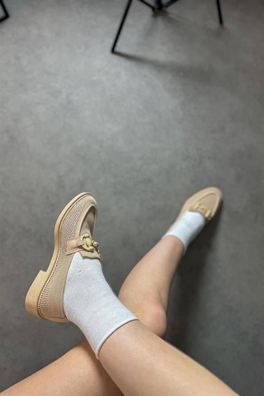 Markano Charles Bej Trıko Tokalı Kadın Loafer Ayakkabı