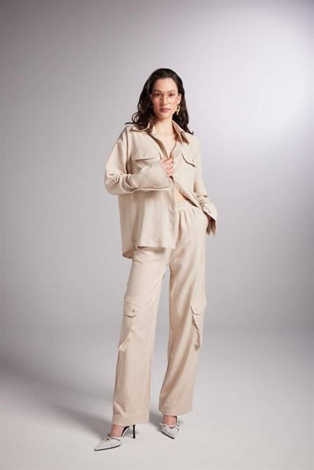 Markano Julia Beige Trousers - Stylish Design, Available in S, XS, M, L Sizes for Enhanced Comfort and Fit