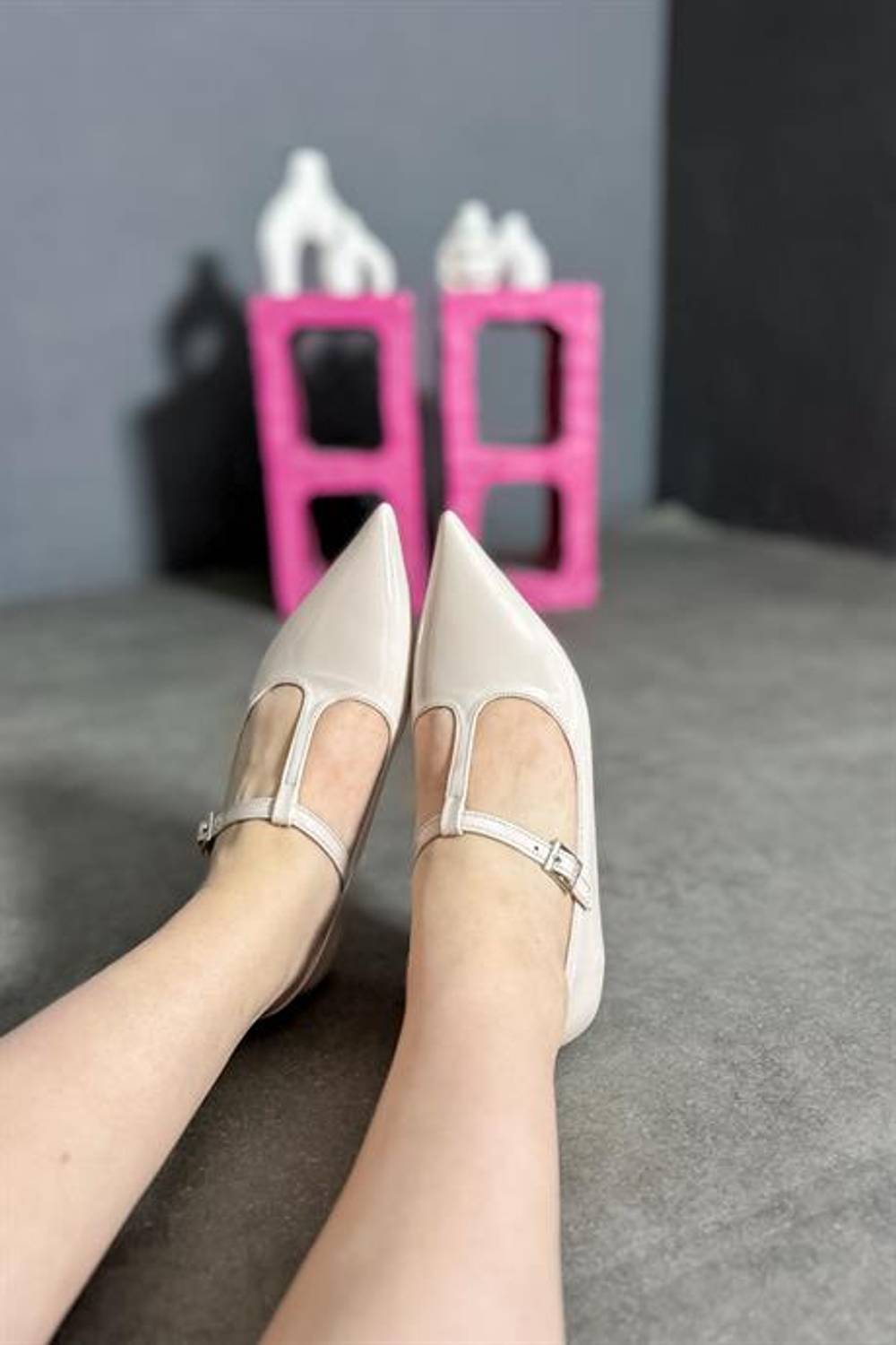 Markano Beige Patent Leather Women's Ballerina Flats in Sizes 35 to 40