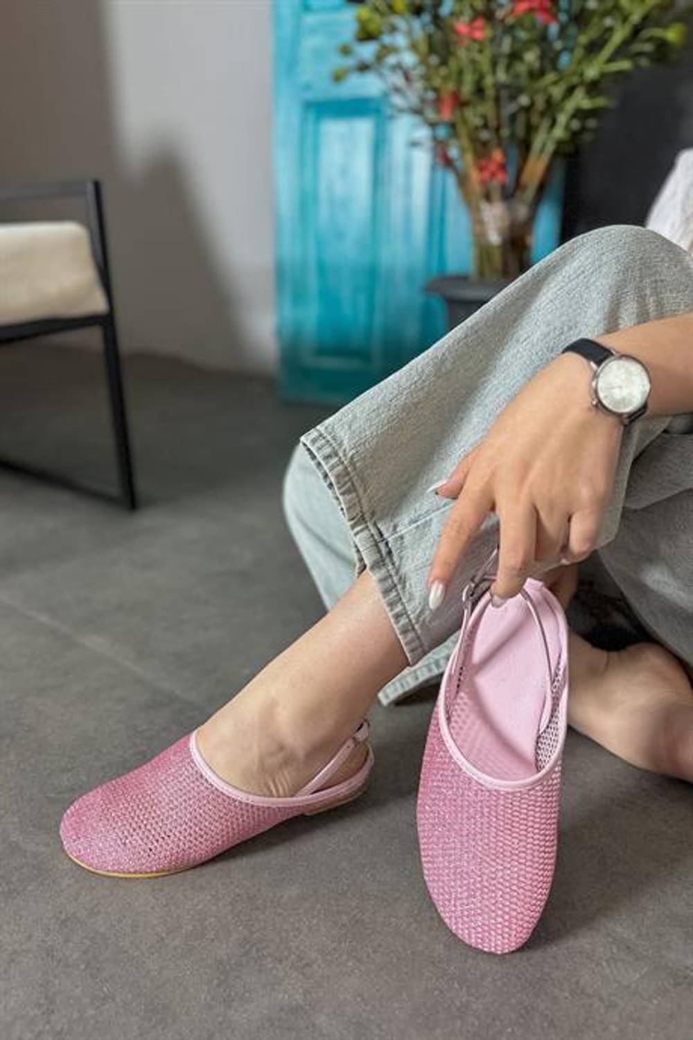 Жіночі балетки Markano з рожевим блиском та сітчастими вставками, доступні в розмірах 36-40