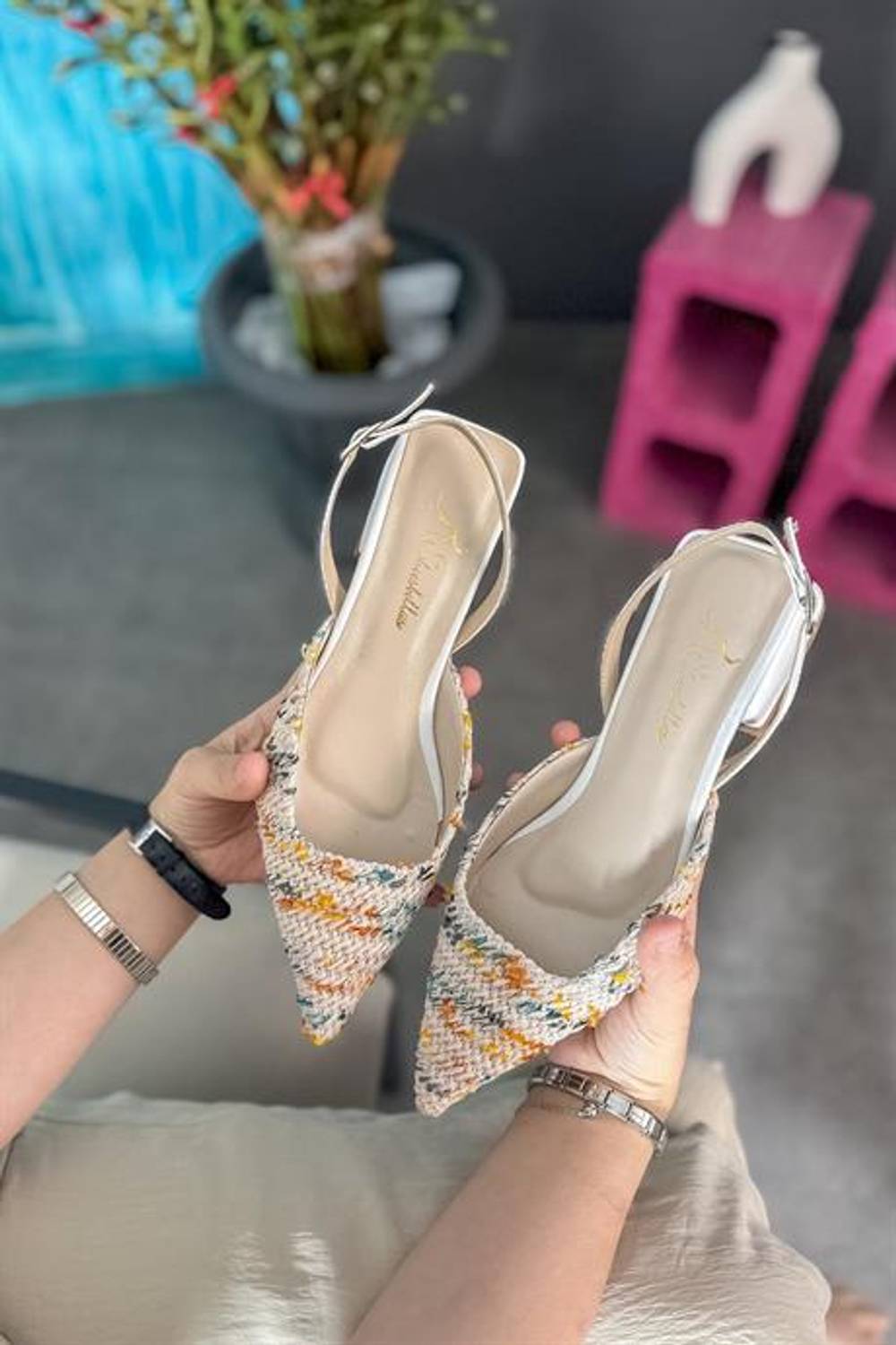 Markano Nava White Women's Ballerina Flats with Woven Details in Size 36-40
