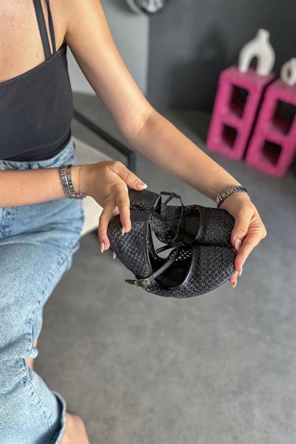 Женские балетки Markano Iris черные с сетчатыми вставками, размеры 36-40