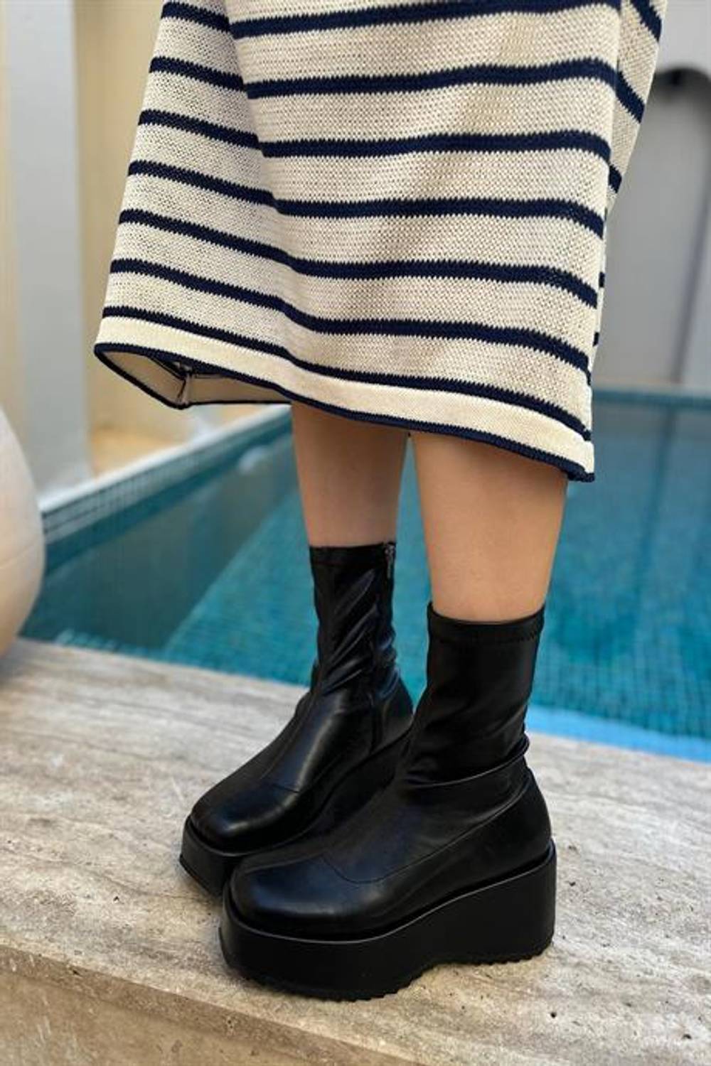 Markano Lucas Siyah Cilt Steç Fermuarlı Kadın Bot