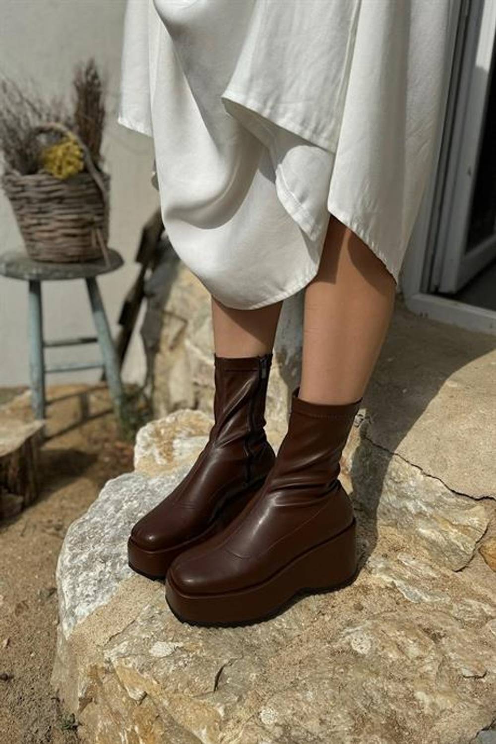 Markano Lucas Acı Kahve Cilt Steç Fermuarlı Kadın Bot