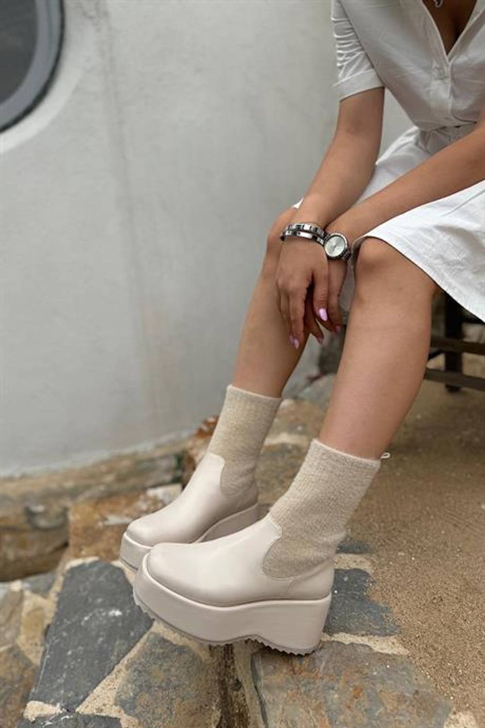 Markano Tegan Bej Triko Kadın Bot