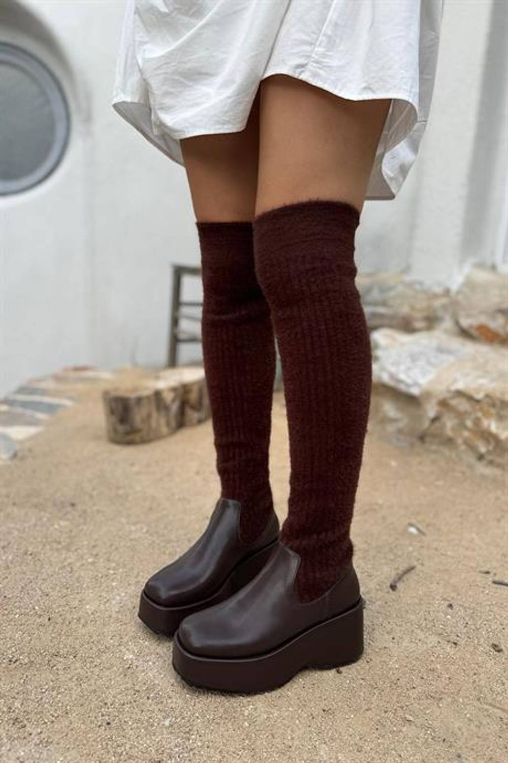 Markano Rubi Acı Kahve Triko Kadın Çizme