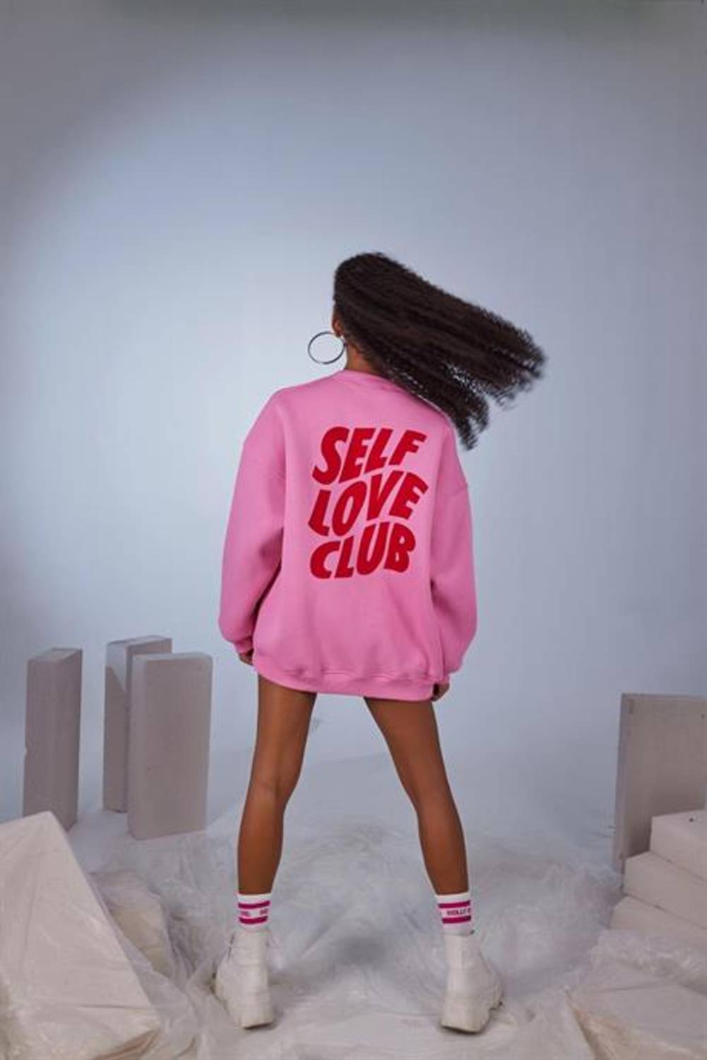 Markano Fluffy Oversized Sweatshirt in Pink with Soft 3-Ply Fabric, Available in S, XS, M, L Sizes