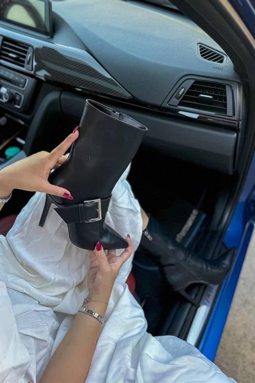 Markano Minello Siyah Streç Toka Detaylı Fermuarlı Kadın Bot