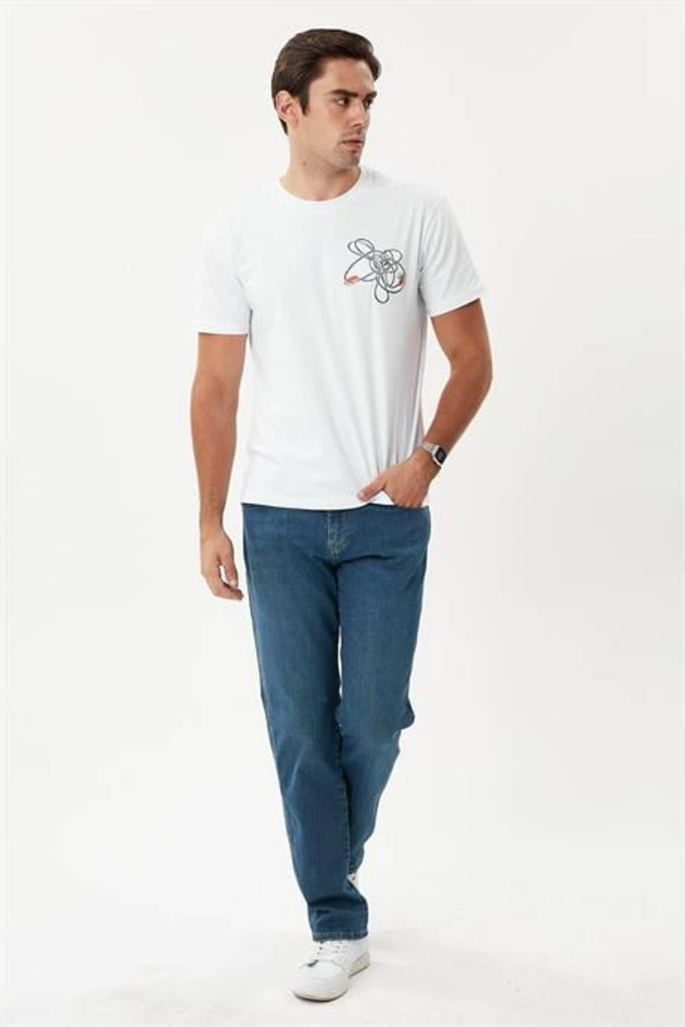 Markano Men's Pants Vegas in Green Blue, 98% Cotton and 2% Elastane, Sizes 30-42 Available