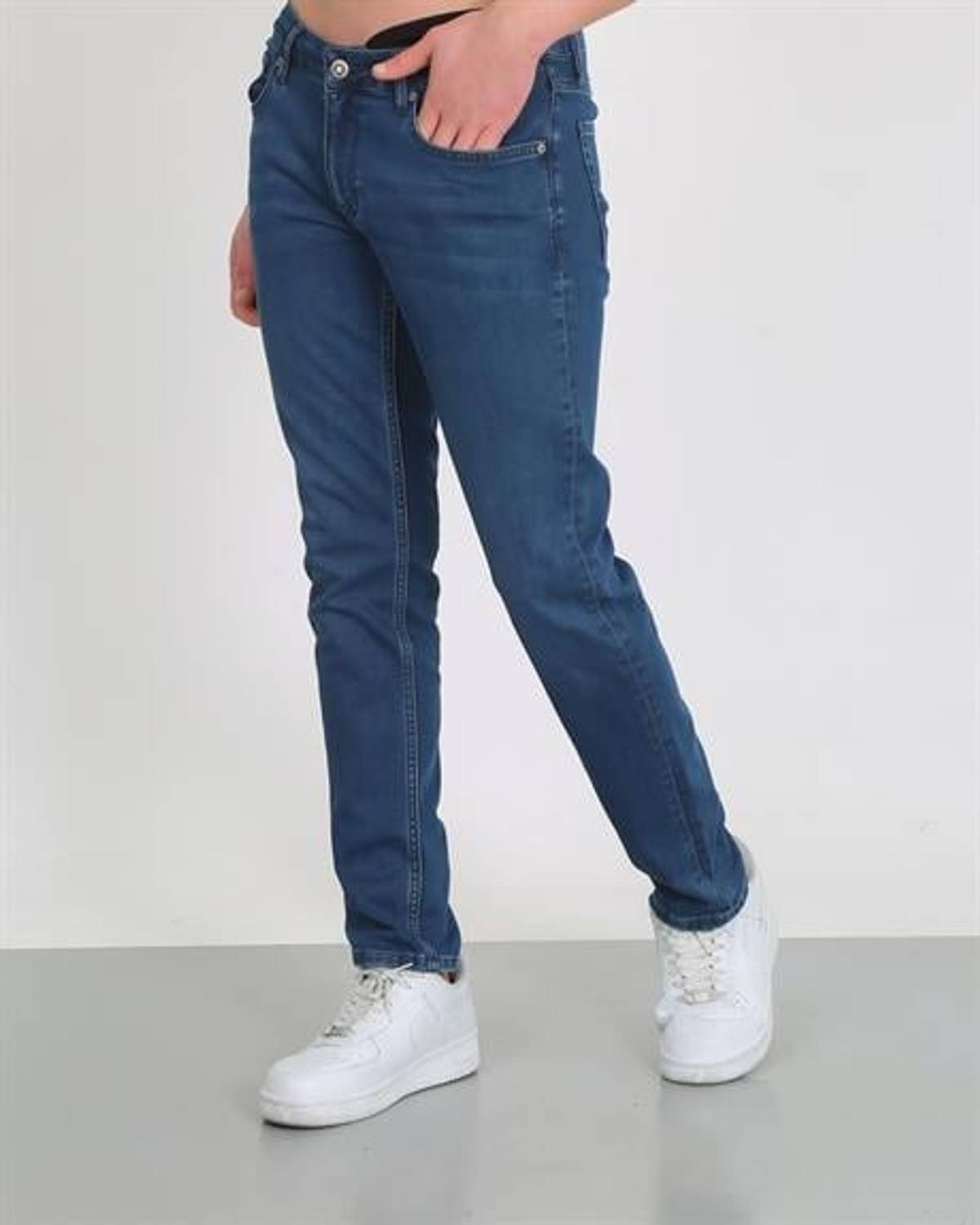 بنطلون ماركانو للرجال بلون أزرق هاكي مصنوع من القطن مع قماش مرن تناسب مقاسات مختلفة