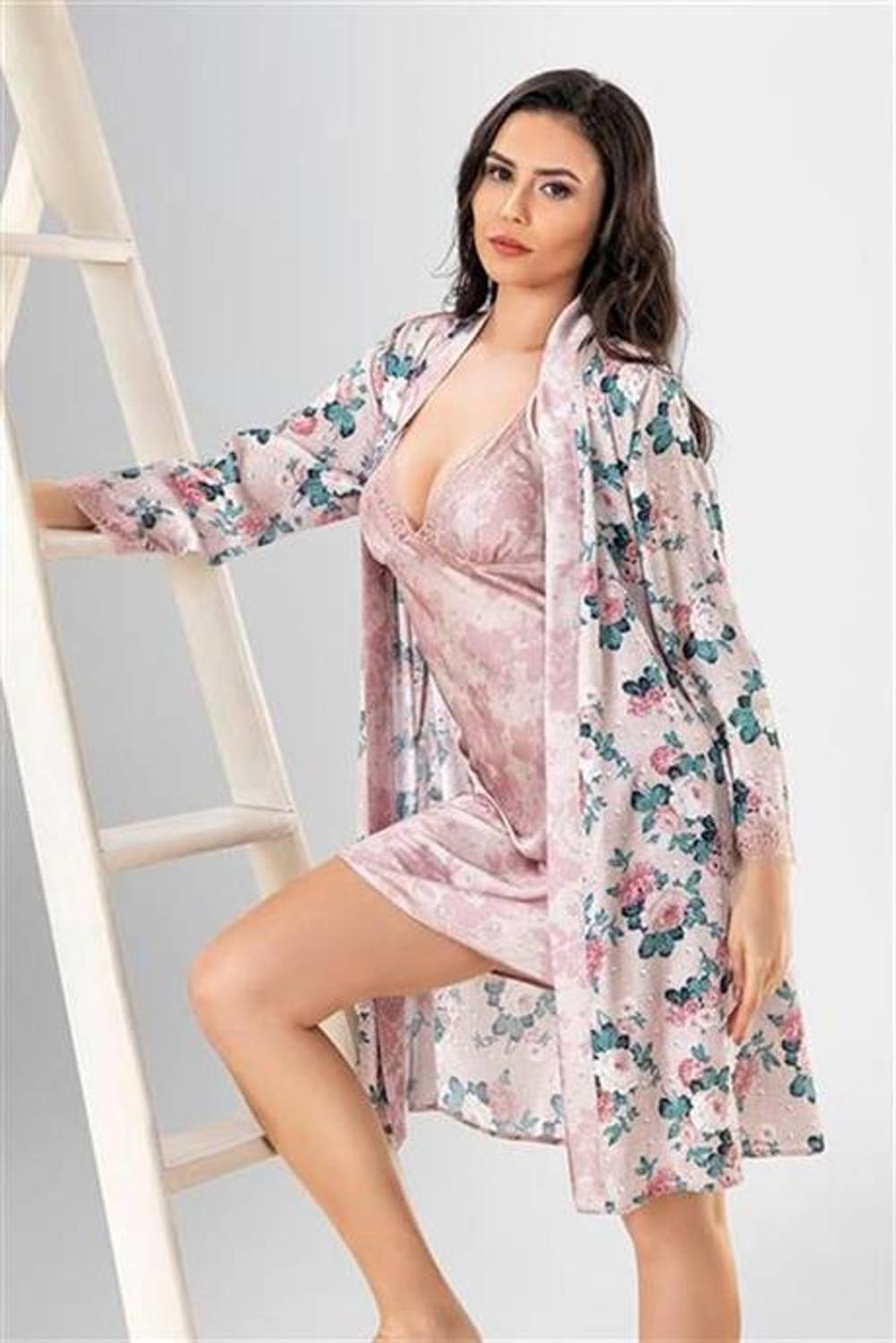 Markano  2 li Kısa Sabahlık Takımı Desenli