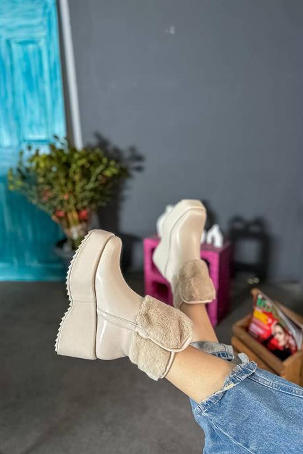 Markano Eias Bej Pofuduk Kürk DetaylI Kadın Bot