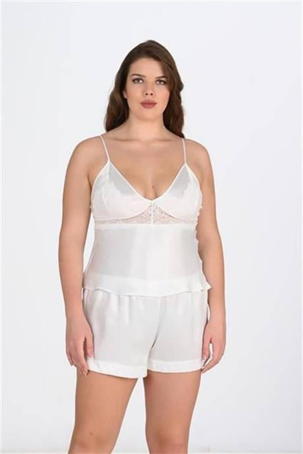 Markano  Büyük Beden Ekru Şort Takımı