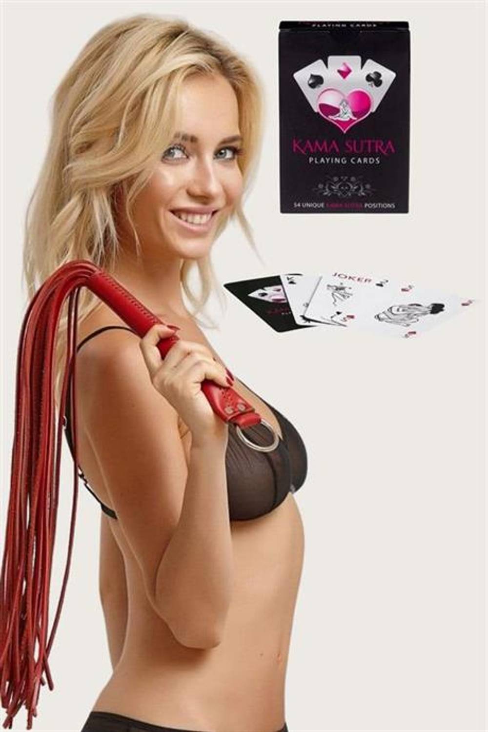 Markano  Sexy Görselli Oyun Kartı Kama Sutra Kırmızı Kırbaç Set