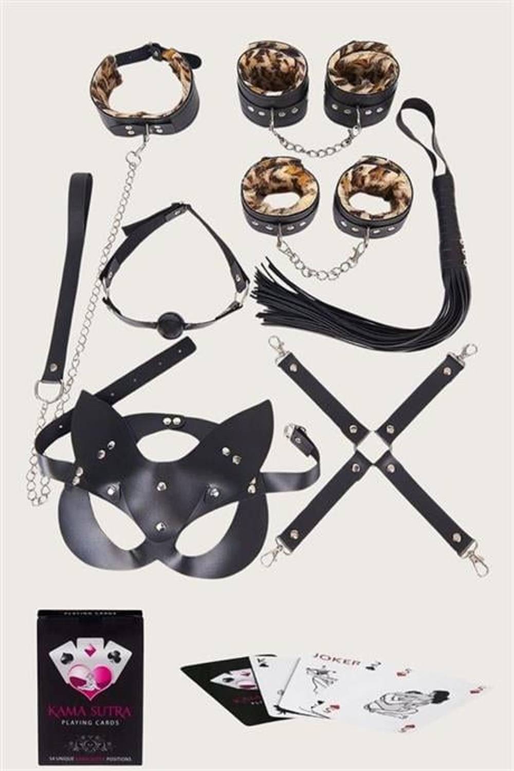 Markano  Sexy Görselli Oyun Kartı Kama Sutra 7'li Leopar Harness Set