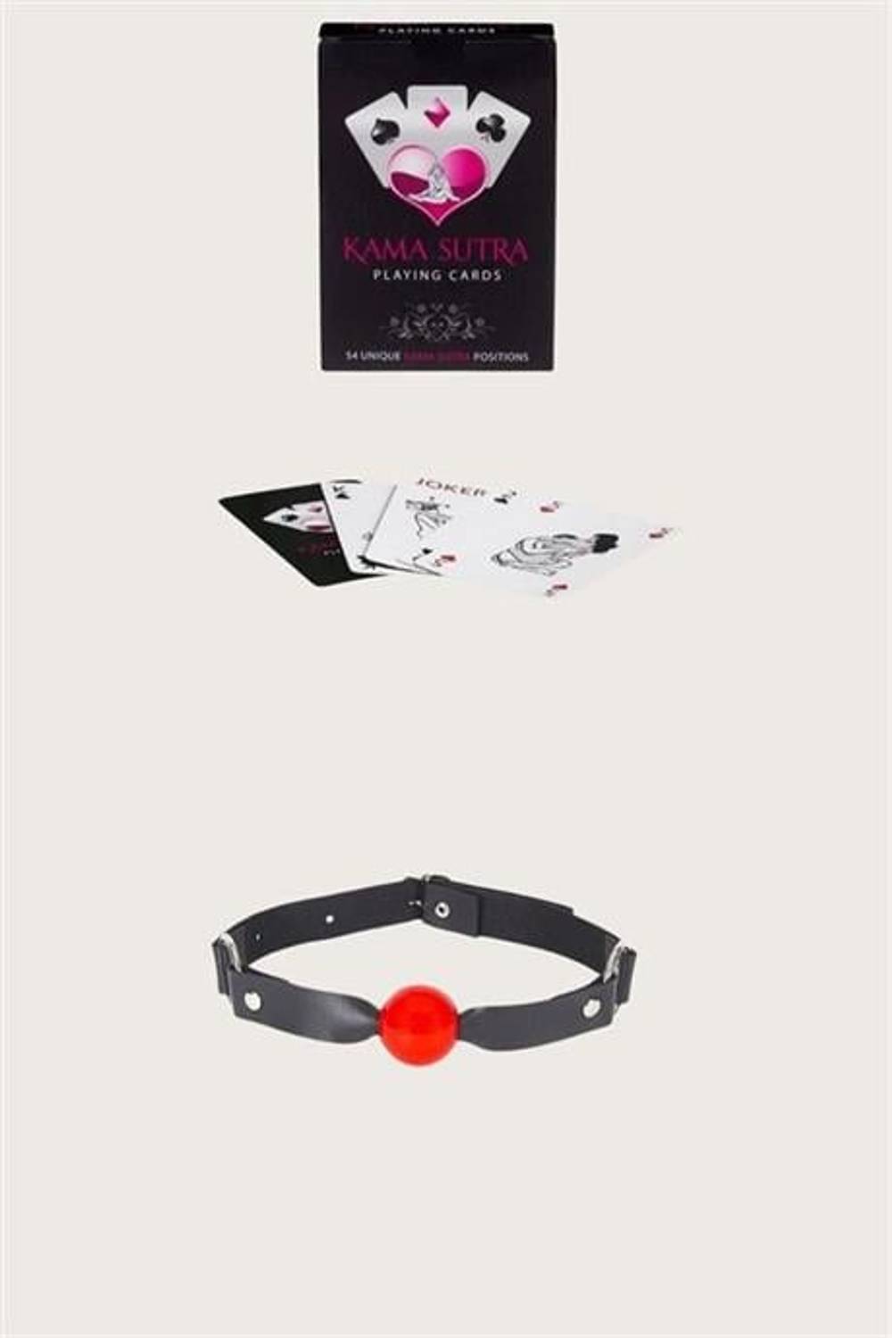 Markano  Sexy Görselli Oyun Kartı Kama Sutra Siyah Kırmızı Ağız Topu Set