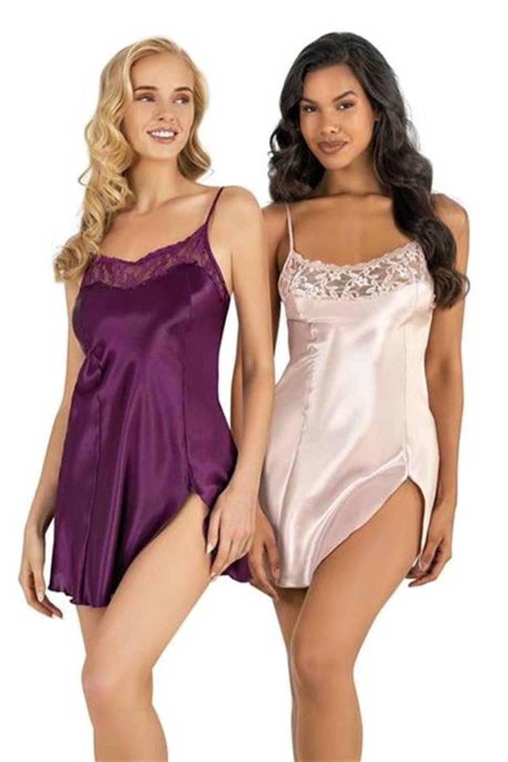 Короткая фиолетовая сатиновая ночная рубашка Markano, 100% безопасная, два предмета в комплекте, размер S