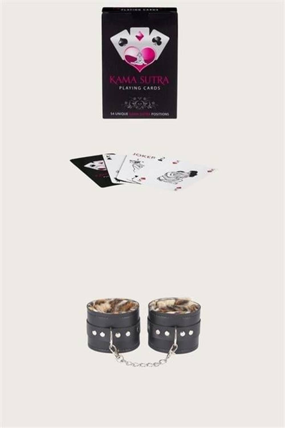 Markano  Sexy Görselli Oyun Kartı Kama Sutra Leopar Kelepçe Set