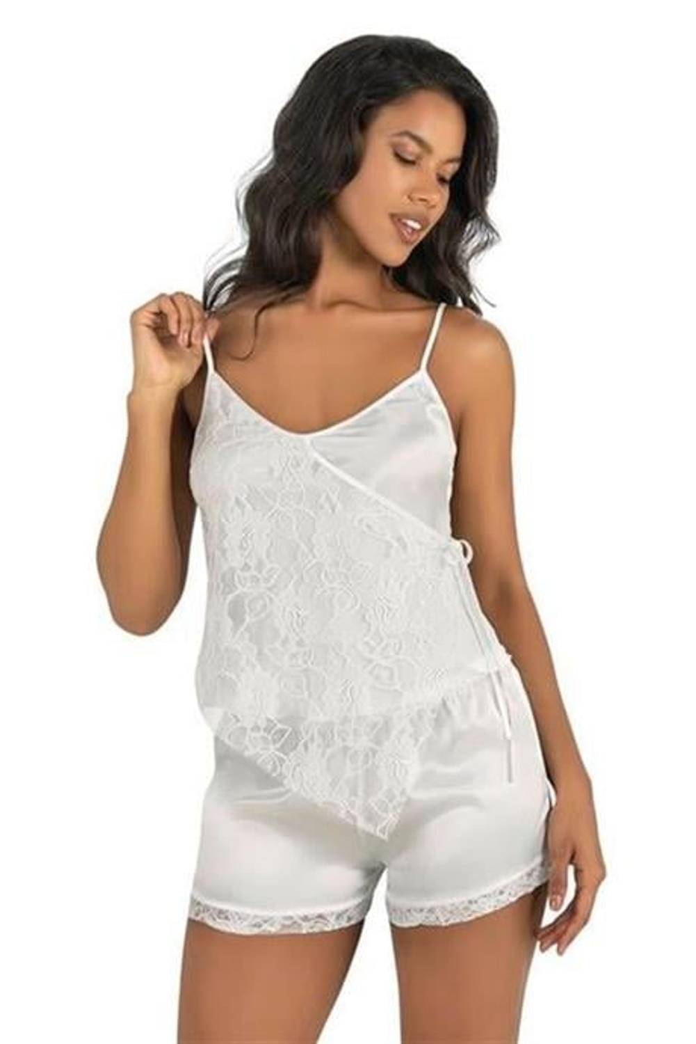 Markano  Ekru Saten Şort Takımı 