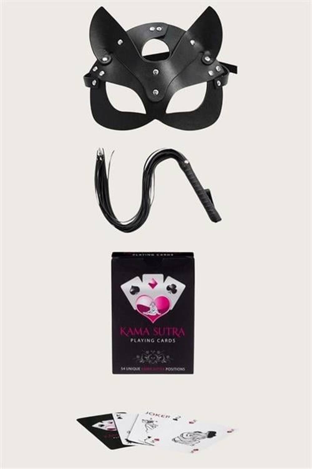 Markano  Sexy Görselli Oyun Kartı Kama Sutra Kırbaç Maske Set