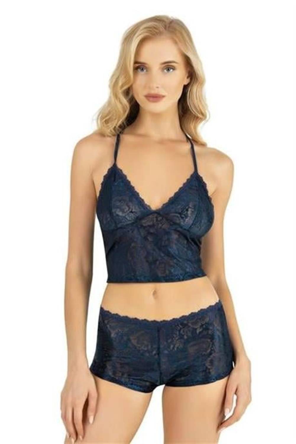 Markano  Lacivert Saten Şort Takımı 