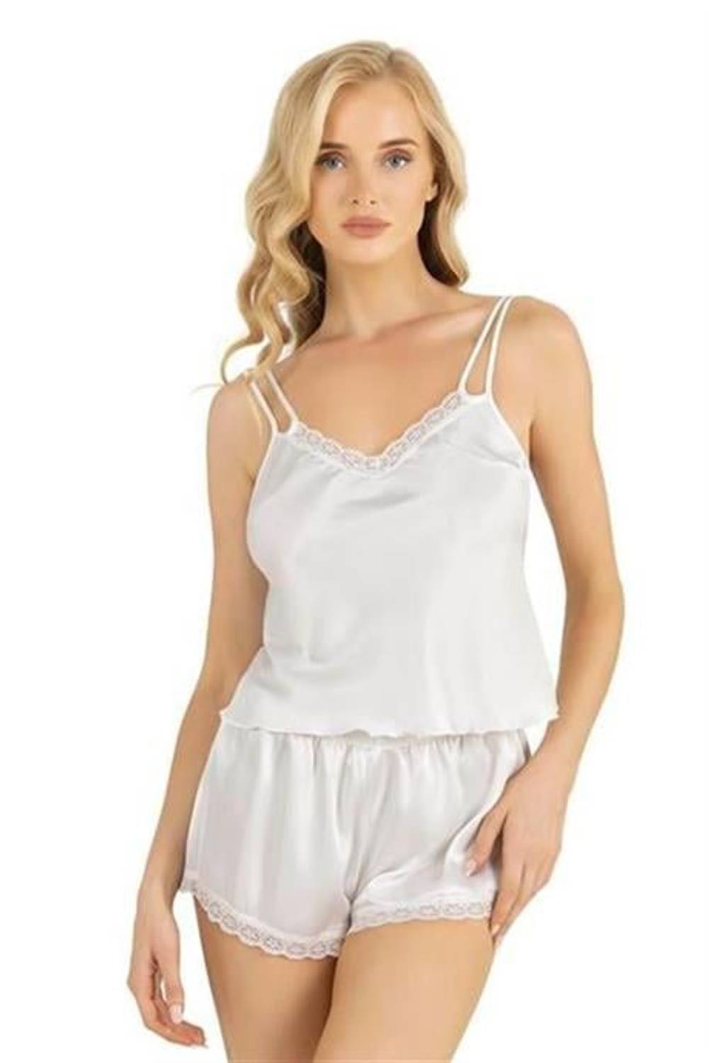 Markano  Ekru Saten Şort Takımı 